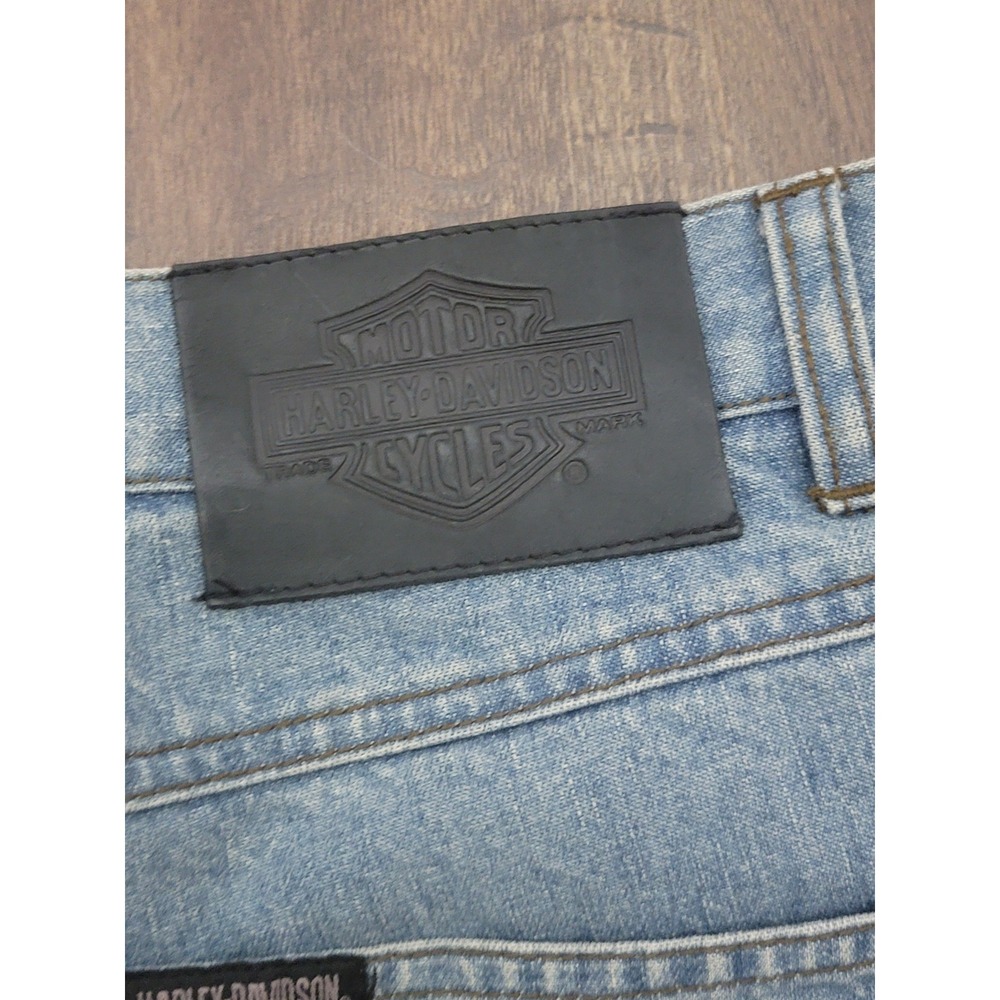 Vtg HarleyDavidson Womens Denim Jeans Size 33 Light Wash Bootcut Embroidered Y2K - Picture 12 of 15
